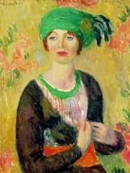 Fille avec turban vert